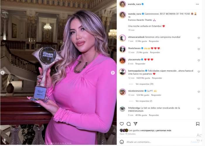 Wanda Nara ganó el premio a "Mujer del Año" en Turquía: Fue una noche soñada