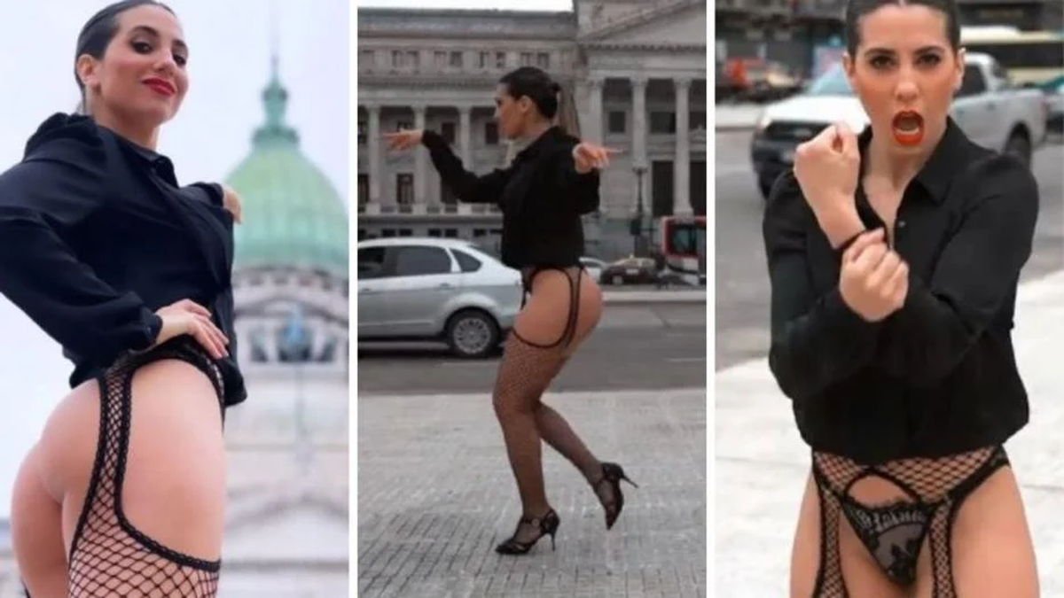 Cinthia Fernández cerró su campaña frente al Congreso, en portaligas negro