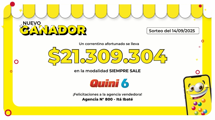 Un apostador de Itá Ibaté ganó más de 21 millones pesos en el Quini 6