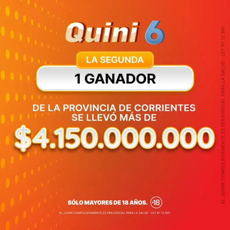 Un correntino ganó más de $4 mil millones en el Quini 6
