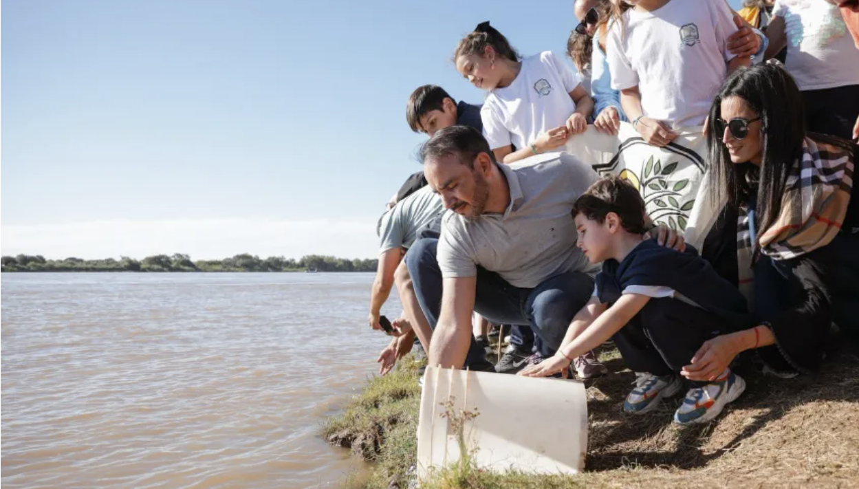 Gobernador Valdés encabezó en Goya la liberación de 5.000 alevines en el Paraná