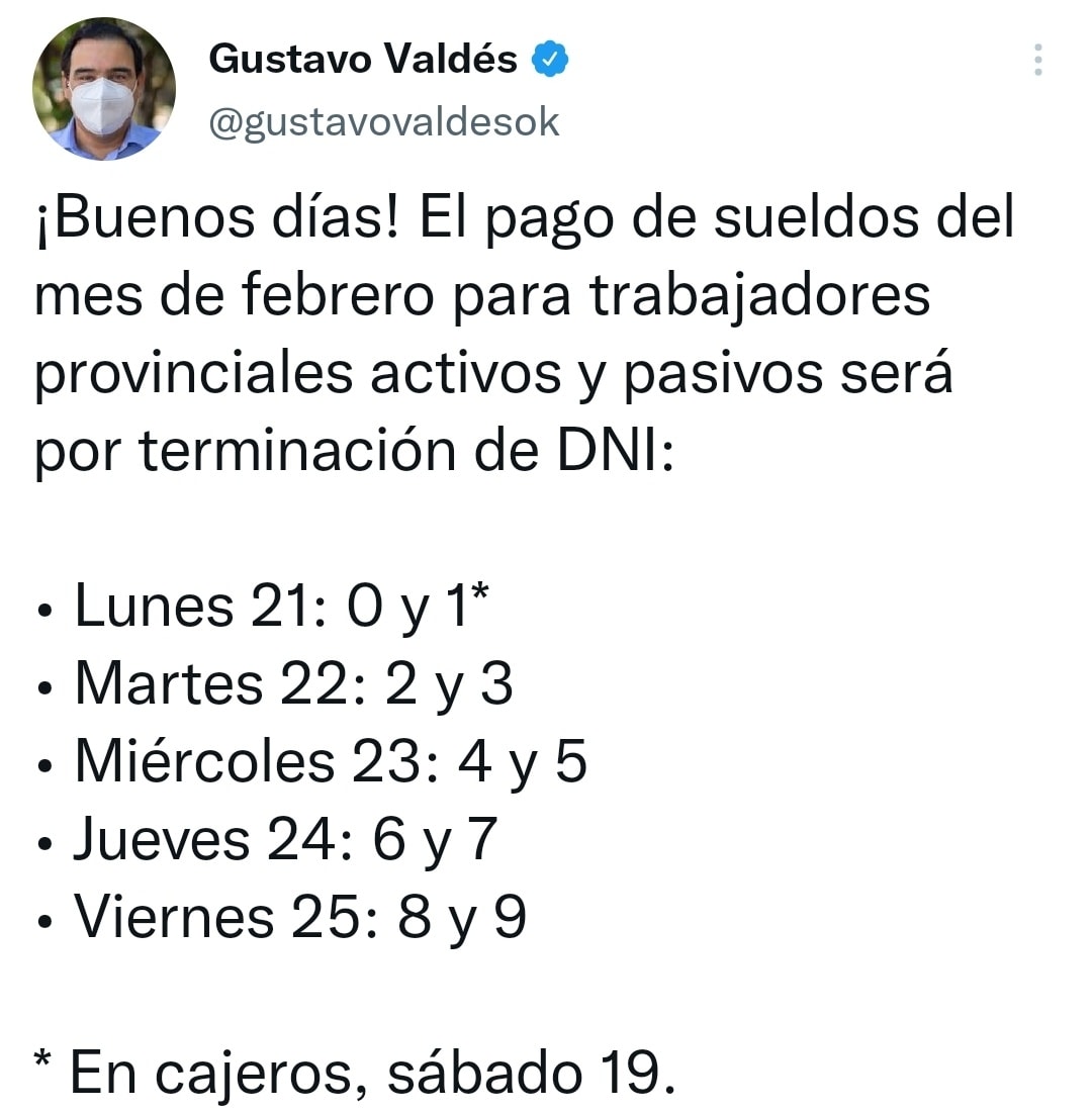Cronograma de pago de sueldos para empleados estatales de Corrientes