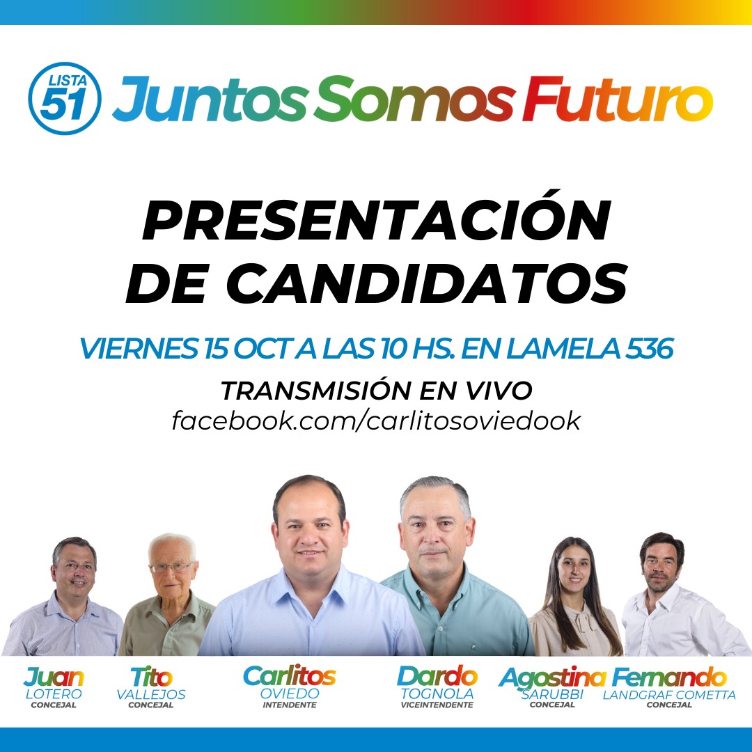 Carlitos Oviedo y Dardo Tognola presentarán a los candidatos de Juntos Somos Futuro
