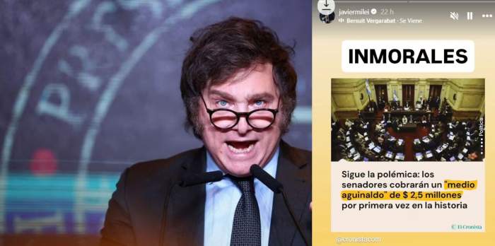 Senadores cobrarán medio aguinaldo y Milei explotó: "Inmorales"