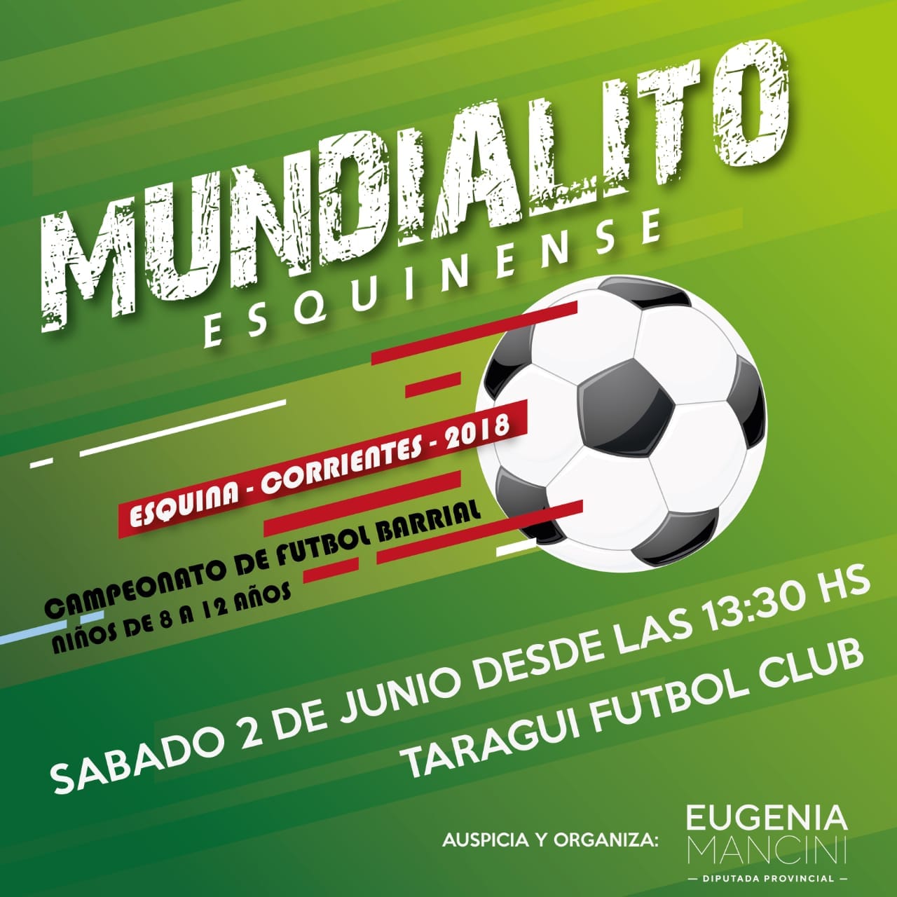 Se viene el Mundialito Esquinense para niños entre 8 y 12 años