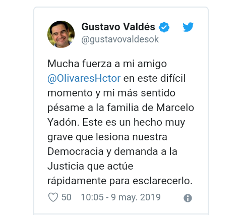 Valdés tuiteó tras el ataque al diputado radical