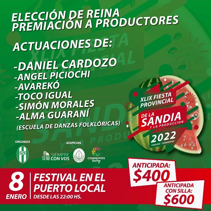 Pedirán carnet de vacunación en la Fiesta Provincial de la Sandía